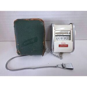 Vintage Gossen Dual Sixon Light Meter with Green Leather Case and Chain